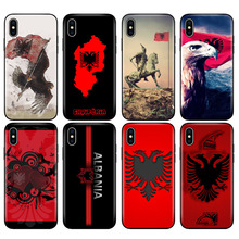 Funda negra de tpu para iphone, carcasa de silicona con bandera de Albania para modelos 5, 5s, SE 2020, 6, 6s, 7, 8 plus, X, 10, XR, XS, 11 pro MAX 2024 - compra barato