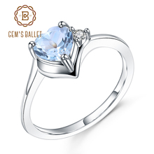 Ballet 0.95ct do gem's natural céu azul topázio coração anel sólido 925 prata esterlina casamento anéis de noivado para mulheres jóias finas 2024 - compre barato