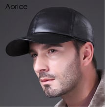 Aorice 2021 New Genuine Leather Adjustable Solid Deluxe Baseball Ball Cap Brand Men's Black Golf Sport Hats/caps HL008 2024 - buy cheap