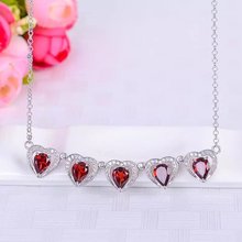 transformable  Red Garnet gemstone collarbone  necklace for women pendant jewelry natural gem real 925 silver 2024 - buy cheap