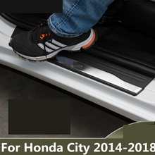 Placa de desgaste lateral de acero inoxidable para coche, Protector de almohadilla de Pedal, pegatina, para Honda City 2014-2018 2024 - compra barato