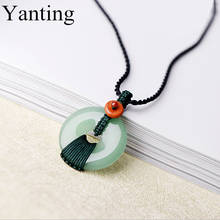 Yanting peace buckle chokers necklaces party jewelry ethnic green aventurine handmade pendant necklace new gift women necklace 2024 - buy cheap
