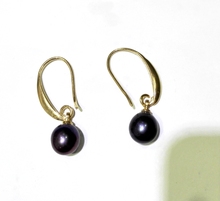 Woman Jewelry Earring 8mm Black Pearl Dangle Gold Color Hook Earring Real Natural Freshwater pearl 2024 - buy cheap