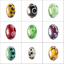 925 Sterling Silver Large Hole Colorful 3D Flowers Spot Murano Glass Charm Beads Fit European Bracelet Jewelry 2024 - buy cheap