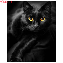 Fashion Home Decor 5D DIY Diamond Painting Black Cat Animals Diamond Embroidery Cross-Stitch Mosaic Sticker Wall Decor Art 2024 - buy cheap