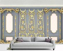 beibehang Customized modern personality wallpaper light luxury European golden carved background wall papers home decor behang 2024 - buy cheap