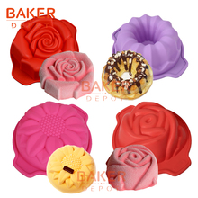 BAKER DEPOT Silicone Small Cake Mold Rose Flower Pudding Biscuit Soap Mold Cake Bakeware Baking tool pastry mould DIY Valentine 2024 - buy cheap
