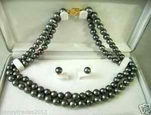 2row 7-8MM Black Freshwater Pearl Necklace Earring Set 2024 - buy cheap