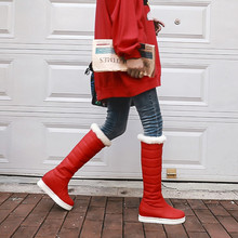 PXELENA Waterproof Knee High Snow Boots Women Shoes Black White Red Pink Platform Hidden Heel Warm Winter Long Boots Plus Size 2024 - buy cheap