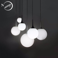 Loft simple milk white glass ball pendant light LED E27 modern hanging lamp with 6 size for living room bedroom lobby hotel shop 2024 - buy cheap