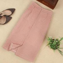 plus size 3XL !Spring New Fashion Plaid High waist Straight Split Step package Hip PENCIL skirt 2024 - buy cheap