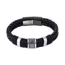 2018 Fashion Black/Brown Multi-layer Braid Woven Leather Bracelet Stainless Steel Bracelet Men Bangle Male Jewelry Vintage Gifts 2024 - buy cheap