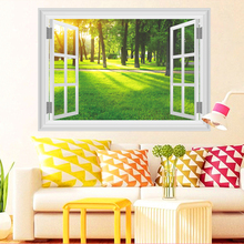 3d window nature landscape view wall stickers home decor living room bedroom pvc wall decals art diy removable posters mural 2024 - buy cheap