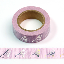 NEW 1PC high heel Silver Foil Washi Tape  Japanese Kawaii DIY Scrapbooking Tools Masking Tape 15mm*10m 2024 - buy cheap