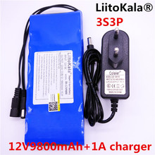 Liitokala-batería de iones de litio de 12V, 9800mAh, para cámara y enchufe europeo/cargador para EUA, 12,6 V, 1A, nueva 2024 - compra barato