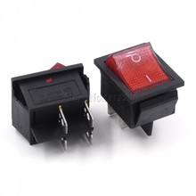 KCD4 25x31mm Big Ship Type Switch Red 4 Pin 2 Position 16A 250V 20A 125VAC ON-OFF Rocker Switch With a red light 2024 - buy cheap