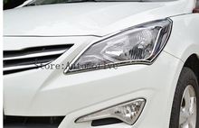 Крышка передней фары ABS Chrome для Hyundai VERNA/Solaris, 2014, 2015, 2016, 4dr 2024 - купить недорого