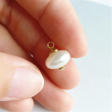 50pcs 6*10mm Gold Color Small Crystal Imitation Pearl Charm Pendant DIY for Earring Handmade Wedding Jewelry Making Wholesale 2024 - buy cheap