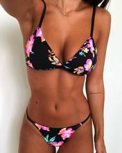 Conjunto de Bikini acolchado con Push-up para mujer, traje de baño con estampado de puntos, Tanga, ropa de playa 2019 2024 - compra barato