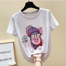 Забавные футболки GGRIGHT, футболка с принтом, женская футболка из хлопка с животными, летняя футболка Harajuku, camisetas mujer verano, 2019 2024 - купить недорого