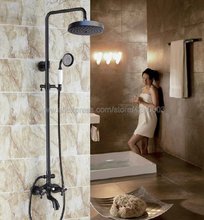 Petróleo friccionada bronze banheiro torneira do chuveiro conjunto dupla alça misturadora com chuveiro de mão banheira misturadora krs457 2024 - compre barato