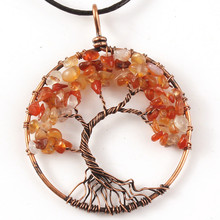 Trendy-beads Copper Wire Wrap Carnelian Pendant Tree of Life Necklace with Balck Rope Chain Jewelry 2024 - buy cheap