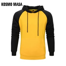 Толстовка с капюшоном KOSMO MASA Мужская, черная, желтая, с длинным рукавом, 2019 2024 - купить недорого