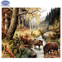 Floresta porco, cervo, pintura de diamante completo quadrado/broca redonda pedraria de mosaico de imagens 5d diy animal de bordado de diamante 2024 - compre barato