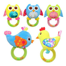 0-3 Y Baby Rattle hand Bell Toy 5 Style Owl Bird Chicken Animals Plush Happy Monkey Gift  2024 - buy cheap
