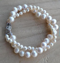 New Arriver Ivory Pearl Bracelet 8 Inches 5-9mm 2 Strands Freshwater Pearl Bracelet Wedding Gift Jewelry Free Shipping 2024 - buy cheap