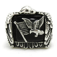 1pc Support Drop Flying Eagle Biker Cool  Ring 316L Stainless Steel Jewelry Men Boys USA Style Ring 2024 - buy cheap