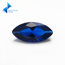 Tamaño 3x6 ~ 8x16mm 113 # piedra azul con forma de maquillaje, espinela sintética de corte brillante, piedra azul para joyería 2024 - compra barato