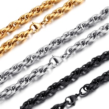 7/11mm Width Titanium Stainless Steel Round Link Chain Necklace Male Female Fashion Jewelry 2024 - buy cheap