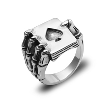Карточные кольца с изображением покера, кольцо-коготь в виде скелета, байкерское кольцо, Винтажное кольцо в стиле панк, мужское кольцо с когтями в виде черепа, кольца унисекс 2024 - купить недорого