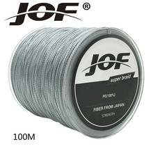 JOF бренд супер сильный 100 м 4 пряди плетения PE плетеная леска веревка Multifilament 4,5-150lb большой растяжимый 2024 - купить недорого