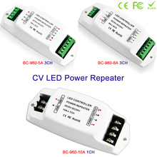 Nova chegada tensão constante led power repetidor 1ch 10a 3ch 5a 3ch 8a rgb controlador de saída cv pwm sinal DC5V-24V 2024 - compre barato