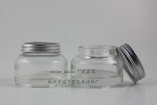 30pcs wholesale 50g clear glass cream jar with silver aluminum lid, empty glass 50g cosmetic packaging for mask or eye cream 2024 - buy cheap