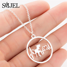 SMJEL Stainless Steel Pug Dog Necklace Bull Dog Puppy Memorial Jewelry Heart Beat Pendants Necklaces Choker Femme 2024 - buy cheap