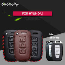 Genuine Leather Car Key Sticker Key Case Cover For Hyundai I20 I30 I40 IX25 IX35 hb20 Santa Fe Creta Solaris 3&4 Buttons Key 2024 - buy cheap