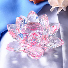 Хрустальный Лотос, миниатюрный стеклянный цветок лотоса, фигурка фэн-шуй, кристалл, ремесло, подарки, свадебные украшения, аксессуары для домашнего декора 2024 - купить недорого