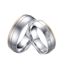 6MM Mattle anillos de pareja Finisged anillos de acero inoxidable de oro par de joyas de Zirconia cúbica para hombres mujeres world of warcraft 2024 - compra barato