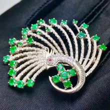 Natural emerald brooch, Colombian emerald, precious gemstone, dual-use style, 925 silver quality 2024 - buy cheap