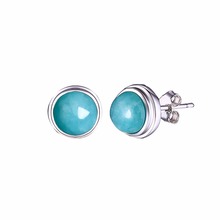 L&P Elegant Real Silver Stud Earrings for Women Natural Amazonite Dangle Hanging Earring 925 Sterling-silver Luxury Fine Jewelry 2024 - buy cheap