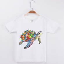 Children Clothing T-Shirt Kids White Cotton Fashion Short Sleeve Girls Tees Funny Creative Sea Turtle Printing Child Shirt Boys 2024 - buy cheap