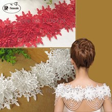 1-2YD Exquisite Water Soluble Lace Embroidery Embroidered Fabric Double Layer Three-dimensional Flowers Applique Laciness RS1053 2024 - buy cheap