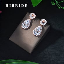 HIBRIDE Sparkling Cubic Zirconia Stud High Quality CZ Earrings Rose Gold Color Women Wedding Party Jewelry E-389 2024 - buy cheap
