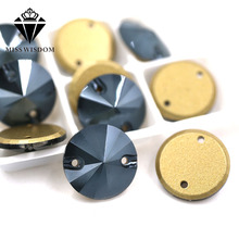 NEW flatback glass sew on rhinestones double hole Round shape Diamond Black Mocha crystal rhinestone diy clothing accessories 2024 - buy cheap