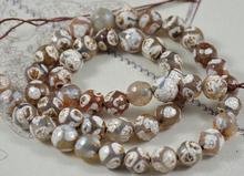 Unique Pearls jewellery Store Tibetan Dzi Faceted Football Dragon Coffee White Agate Gemstone 8mm 15'' Full One Strand LC3-241 2024 - buy cheap