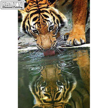 Bordado com miçangas 5d diy um tigre água potável pintura de diamante ponto de cruz decoração de casa mosaico de strass quadrado completo 2024 - compre barato