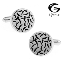 Factory Supply Round   Black Colour Paint Style Quality Copper Material   Cuff Links 2024 - buy cheap